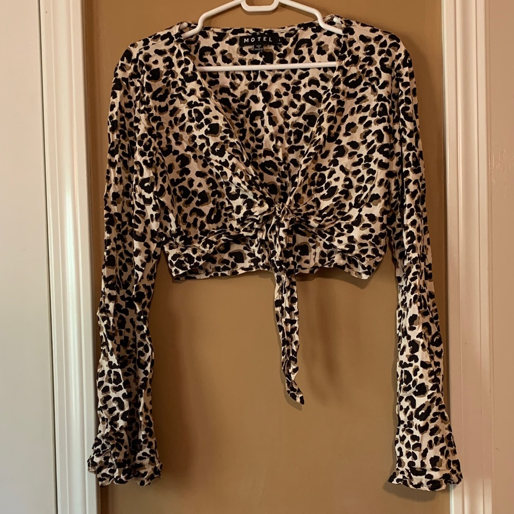 Motel Rocks Animal Print Tie-Front Blouse